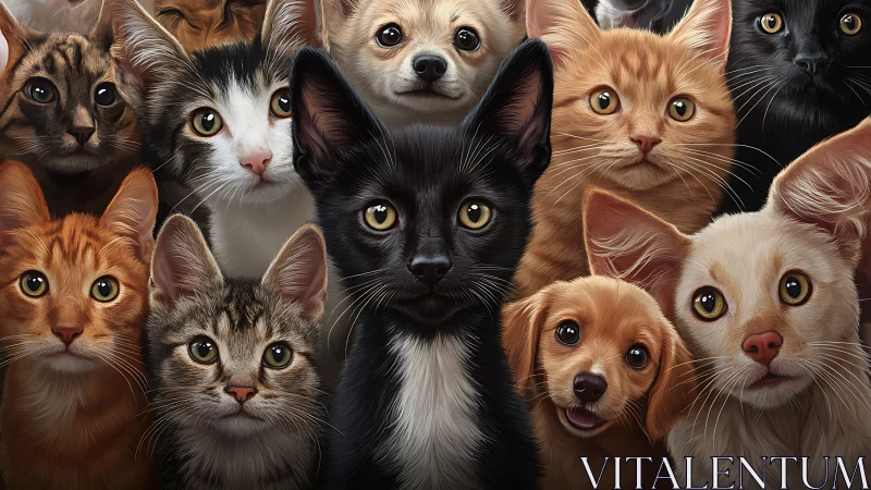 Digital Composite Portrait: Multi-breed Domestic Canine and Feline Study