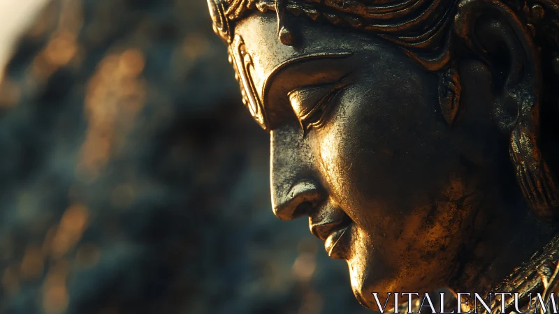 Golden deity profile bathed in meditative sunset glow.