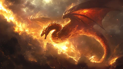 Volcanic sky dragon in incandescent pyroclastic updraft