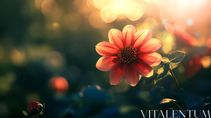 Sunlit garden blossom sharing a quiet golden moment.