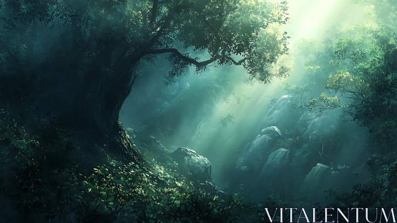 Luminescent Forest Canopy: Atmospheric Light Diffusion Through Dense Arboreal Strata.