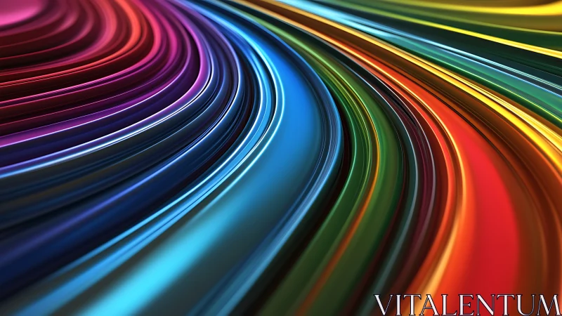 Curved multicolor bands in layered abstract streak formation.