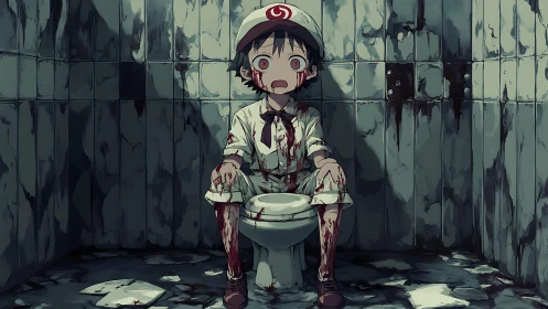 Bathroom horror freezes a shell-shocked delivery kid in terror