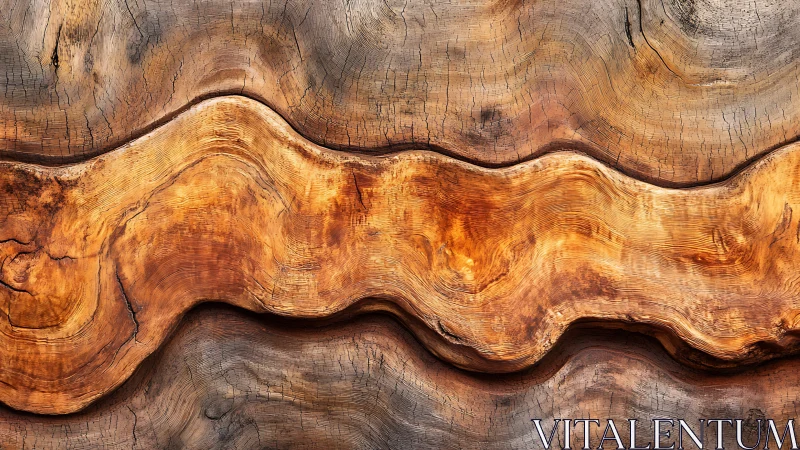 Curved wood grain waves form abstract organic landscape pattern.