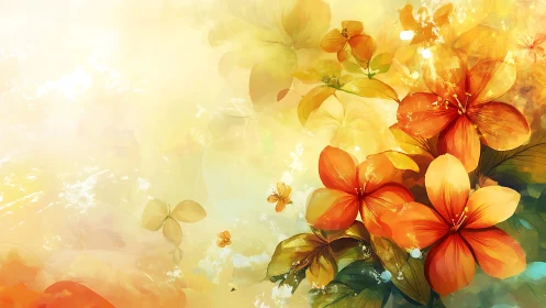 Vibrant Orange and Yellow Flowers on Soft Light Background.