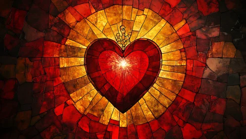 Sacred Heart Radiance. Stained Glass Heart Illuminated.