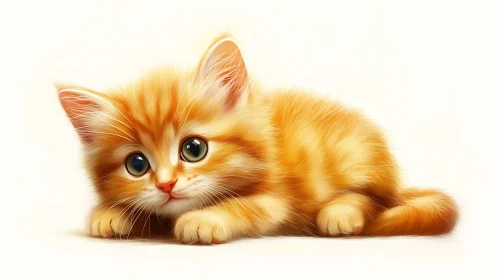Golden Kitten with Luminous Eyes in Soft Repose.