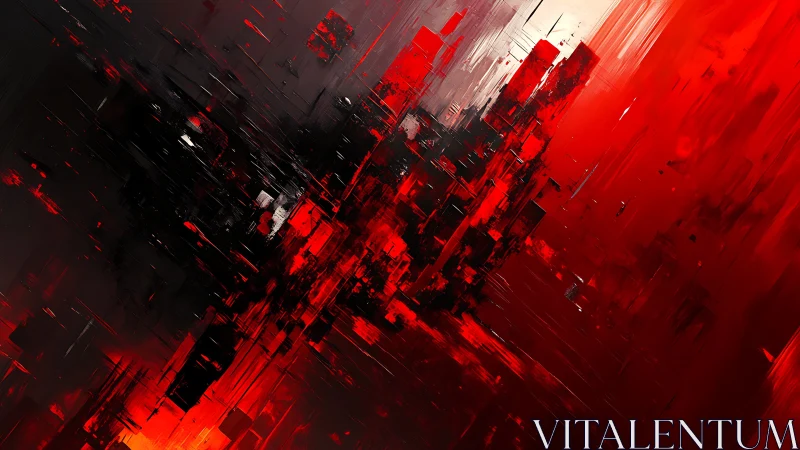 Angular crimson fracture with high velocity digital shards.