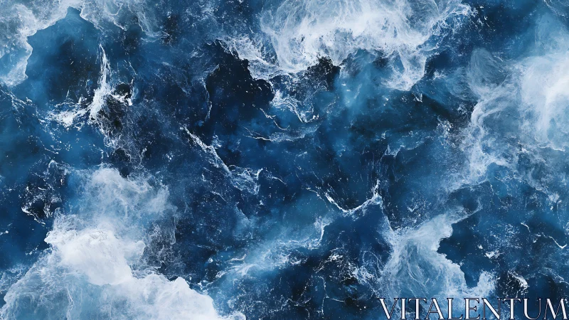 Turbulent ocean surface captures chaotic foaming wave crests