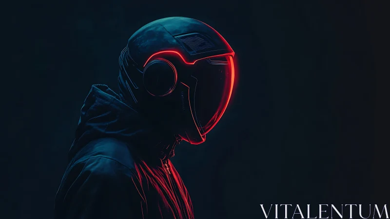Neon-stitched rider drifts through a hush of electric night