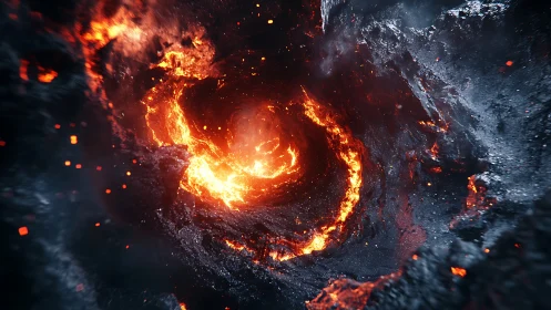 Molten Celestial Vortex: Digital Fire Sculpture.