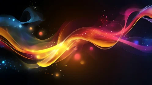Luminous color waves over dark background in digital abstract.