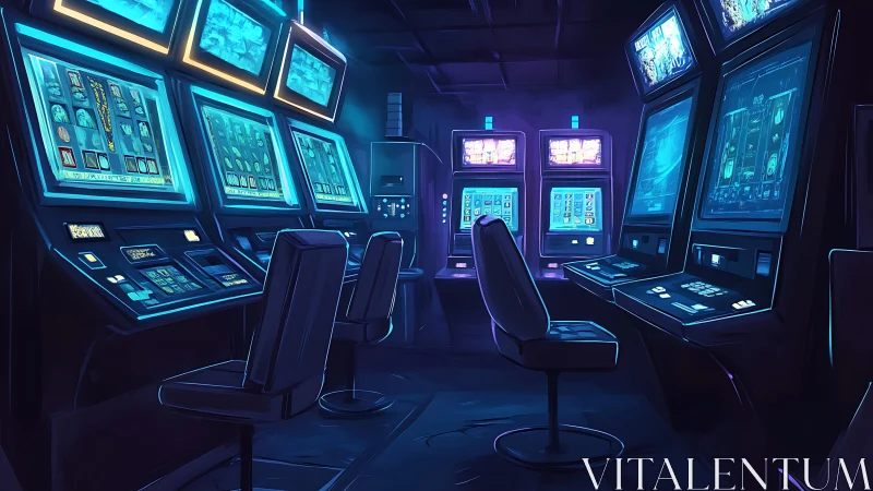 Moody neon control room glows with quiet digital energy