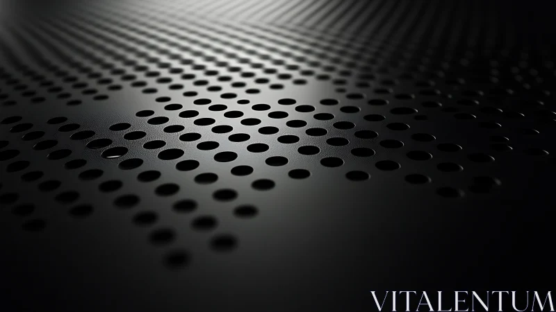Subtle light glides across sleek perforated metal surface