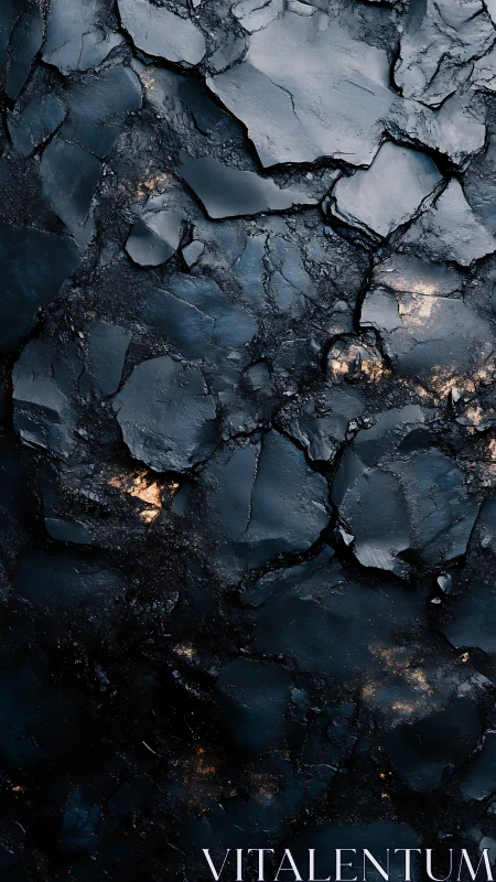 Midnight stone fractures glowing with buried ember light.