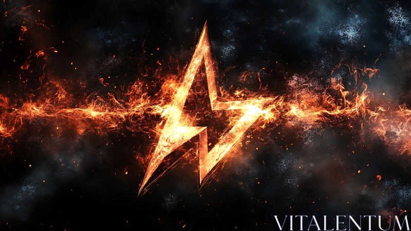 Fiery lightning bolt symbol formed by horizontal flame band