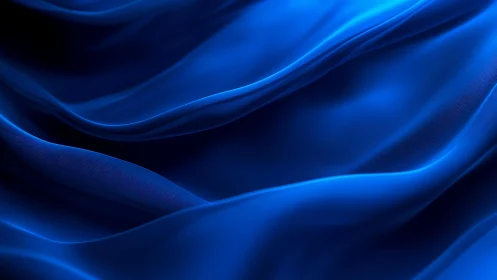 Flowing Blue Silk Fabric Abstract Background, Smooth Texture.