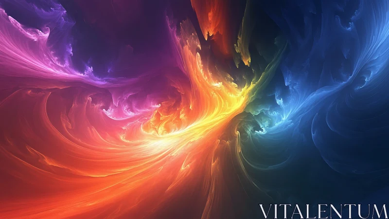 Multicolored fractal vortex structure forms swirling gradients