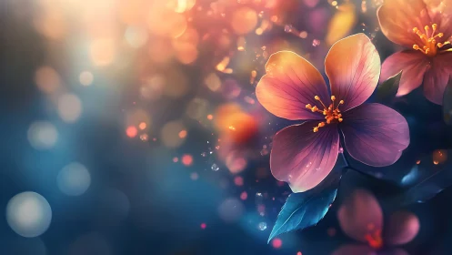 Luminous Petals. Gradient Bokeh Blooms Abstract Digital.