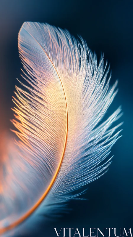 Backlit bird feather reveals microstructure in cool bokeh field