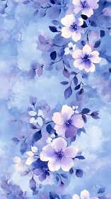 Ethereal Blue Floral Cascade. Delicate Blooms.