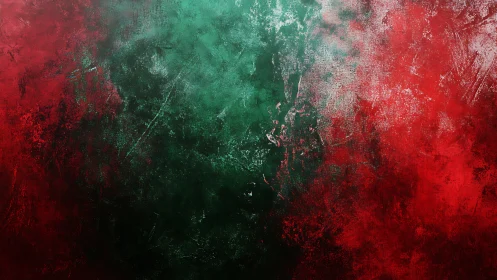 Crimson and emerald collision on a weathered cosmic wall.