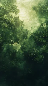 Sunlit Forest Canopy: A Breathtaking Green Escape.
