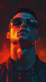 Chromatic portrait under dual-temperature cinematic lighting.