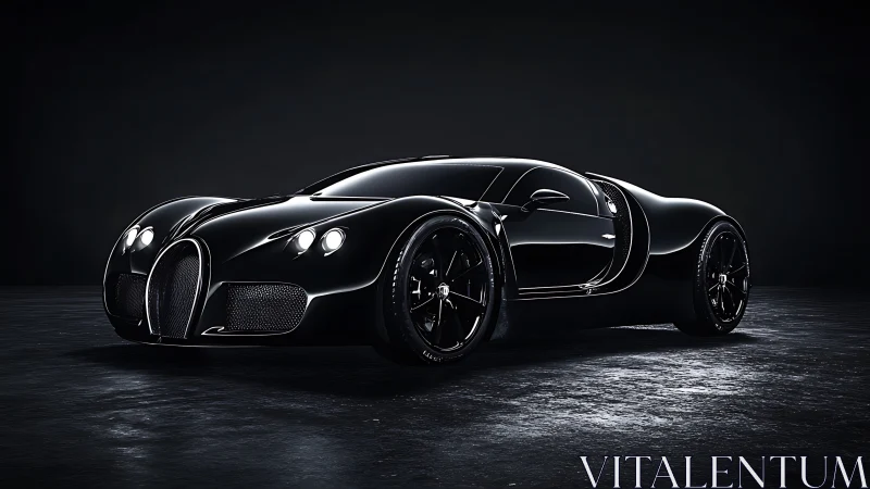 Midnight black supercar glowing with sleek confidence.