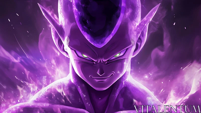 Mystic purple warrior glowing with fierce cosmic focus.