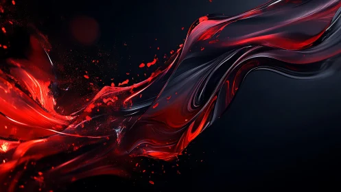 Dynamic red and black abstract wave in digital art style.