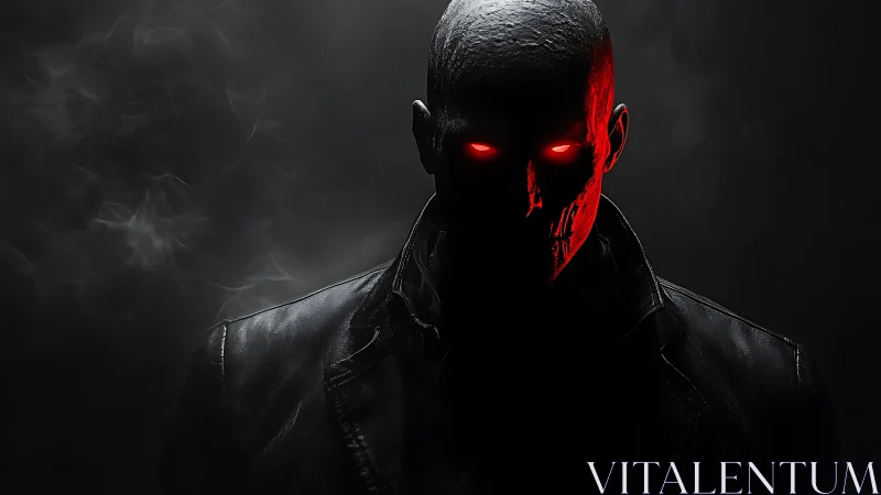 Midnight revenant in a leather shroud of burning gaze.