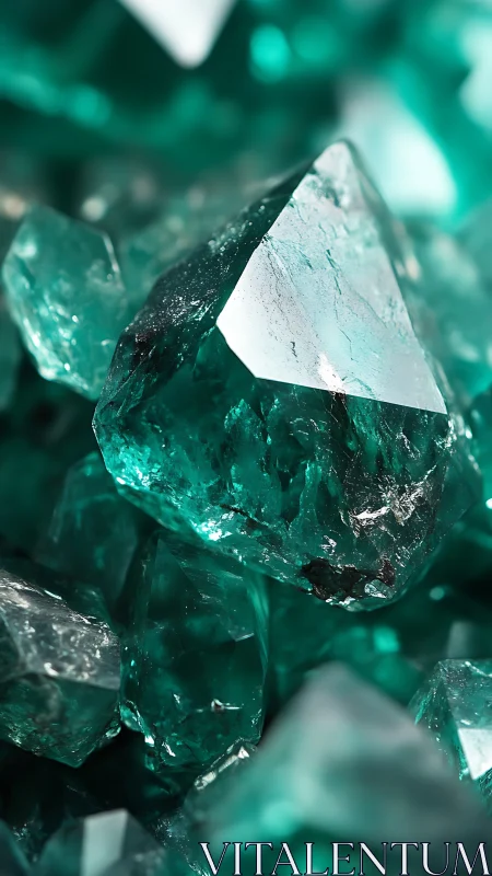 Emerald crystals catch light with sharp translucent facets.