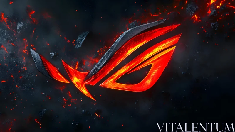 Fiery ROG Logo in Volcanic Style with Glowing Red Accents.