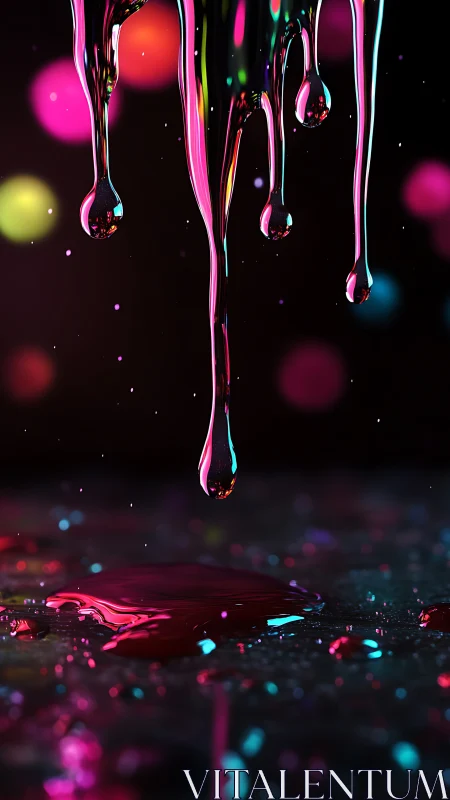 Neon paint drips dancing in a dreamy night glow.