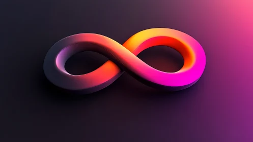 Infinity loop sculpture in neon gradient 3D lighting design.