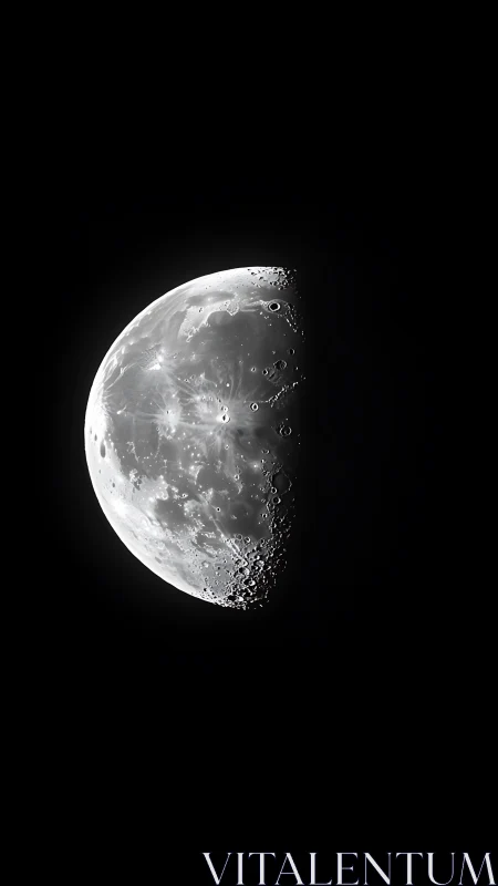 Quiet half moon drifting through a velvet night sky.