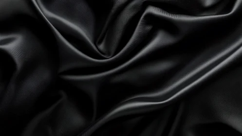 Black silk fabric with sculptural folds and light reflections.