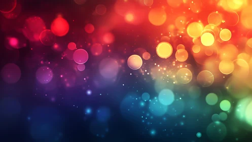 Vibrant abstract bokeh background with colorful glowing lights.
