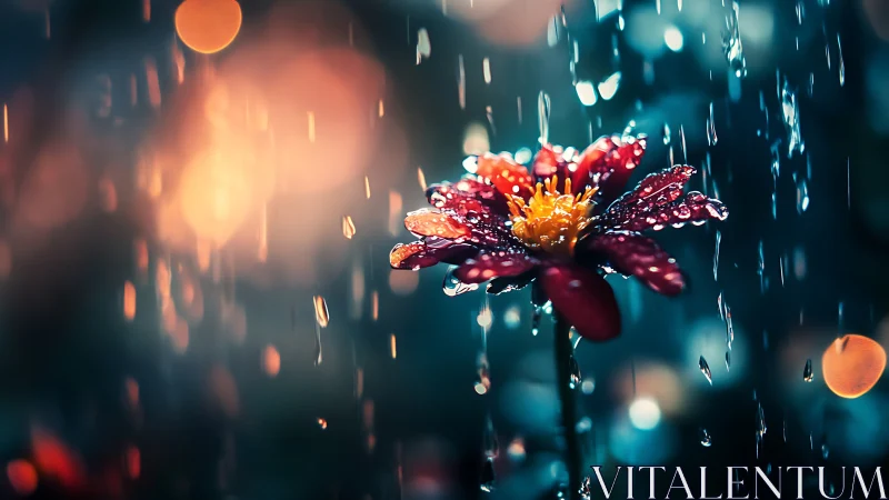 Rainy Bloom: Beauty in the Rainfall.