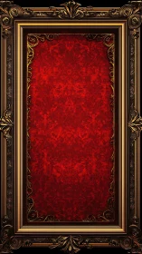 Baroque gold frame guarding a secret scarlet velvet portal.