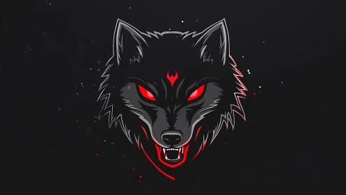 Shadow wolf emblem with fiery neon gaze and bold bite.