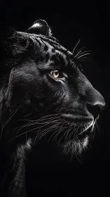 Lioness Profile Study Against Black Background