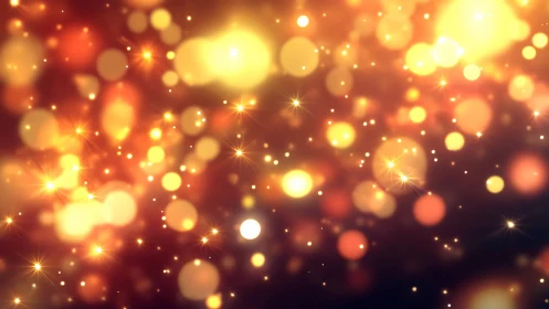 Golden bokeh lights shimmer softly in a warm festive glow