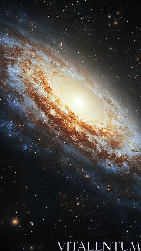 Spiral galaxy core glows amid dense star field in space