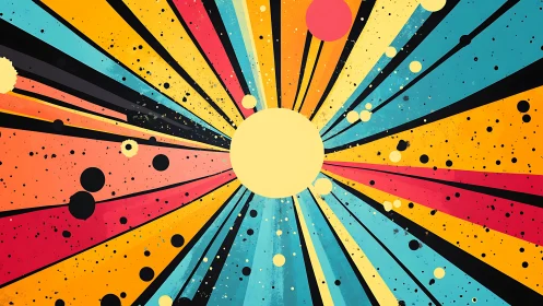 Radiant abstract sunburst explodes with retro cosmic energy