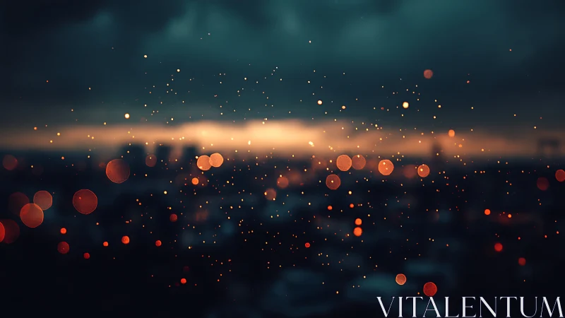 Evening city lights drifting like quiet fireflies at dusk.