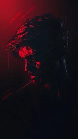 Side profile male portrait in red and black lighting.