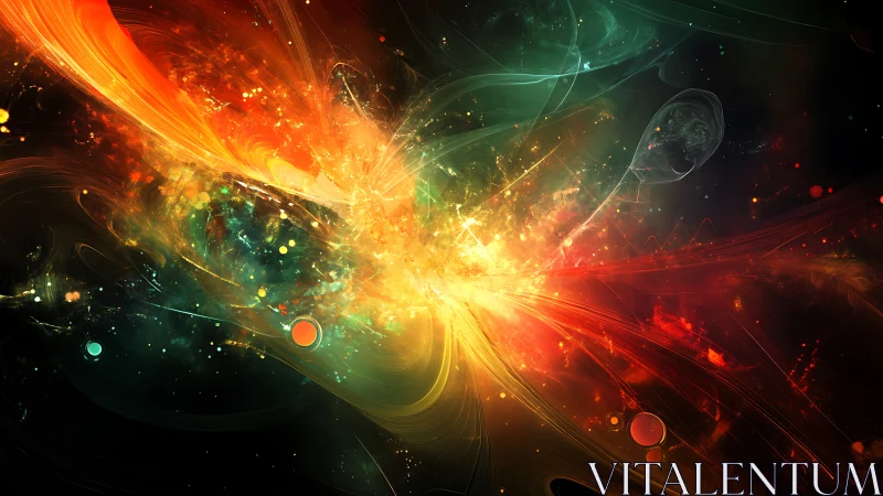 Nebular energy burst with radiant chromatic plasma flows.