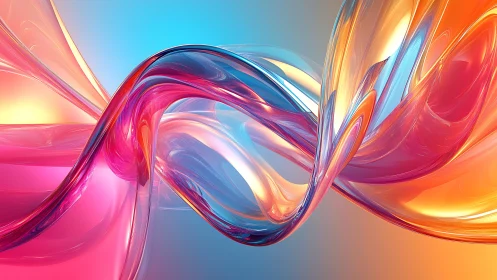 Fluid glass ribbons in vibrant neon gradient space.